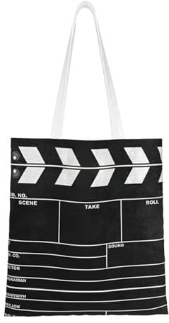 Clapboard - Bolsa de lona negra de tela resistente de algodón, para bolsas de comestibles reutilizables, compras, comestibles, escuela, gimnasio, Black, Talla única