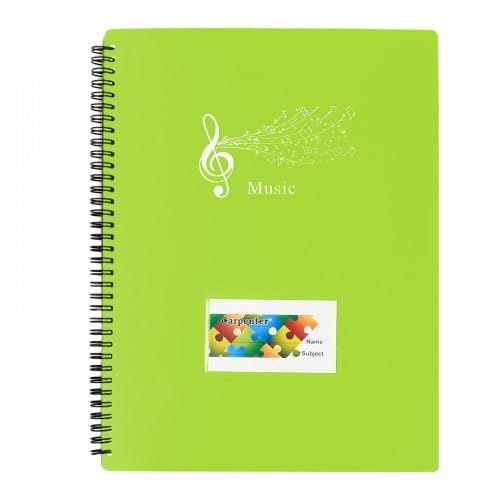 Notenmappe für Notenblätter, Notenordner Schwarz Chormappe A4, Wasserdicht Musikordner, 30 Páginas/60 Taschen für Papier, Gemälde, Notenblätter, Dokumente (Grün)