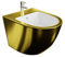LAVITA Bidet universale da parete Sofi Gold/White con foro per rubinetto e protezione per troppopieno in ceramica, per il montaggio a parete, igienico e facile da pulire, 36,5 x 49 x 32,5 cm
