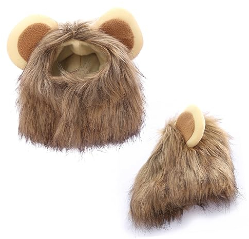 BESPORTBLE Lustige Katzenmütze Mit Löwenmähne Und Ohren Cosplay Kostüm Für Kleine Katzen Und Hunde Komfortabler Kopfschmuck Für Alltag Und Party Herbst Wintertauglich