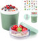 Bugucat -Tazza per muesli, yogurt to go, 150 ml + 500 ml, a prova di perdite, contenitore per il pranzo con cucchiaio, per frutta o insalata, da viaggio, adatta per porridge, colore verde