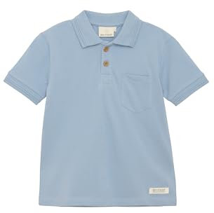 EN FANT ENPolo Kinder Jungen Poloshirt Shirt Polokragen Baumwollmischung elastisch Regular Fit, Farbe:Dusty Blue (7410), Größe:104