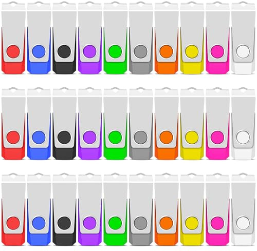 TEWENE USB Stick 4GB 100 Stück Set, USB 2.0 Rotate Flash Drive | Inklusive Schlüsselanhänger und Aufklebern, 360° drehbares Gehäuse, weitgehend kompatibel, erhältlich in 10 Farben
