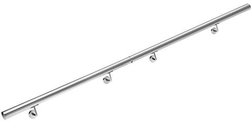 treppenhandlauf Handlauf Edelstahl weiß pulverbeschichtet 42,4 mm Geländer Innen Außen wetterfest, Länge 240 cm mit 3 Halterenden halbrunde Kappe