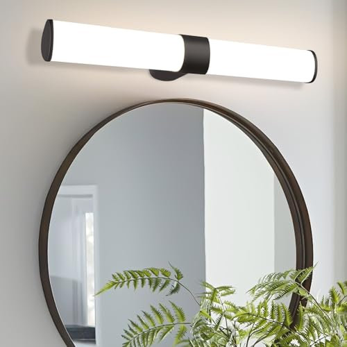 Homefire LED Spiegelleuchte Bad Spiegellampe - Schwarz Wandlampe Badezimmer 8W Badleuchte Wand Wasserdicht IP44 Wandleuchte Neutralweiß 4000K Badlampe schminklicht für Badschrank Schminktisch - 40CM