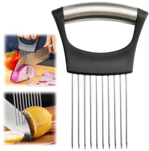 Porte-tranche d'oignon en acier inoxydable, trancheuse de citron, coupe-légumes, outil de tranchage de couteau de cuisine, viande, oignon, pomme de terre, outils de cuisine à domicile de tomate (1PCS)