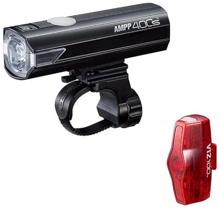 CatEye Bike Lights Set - 400 Lumen LED Front Bicycle Light Front & Back with OptiCube Lens | Multiple Modes, 60hr Battery Life MTB | Rechargeable Cycling Lighting for Night Riding | CatEye Accessories