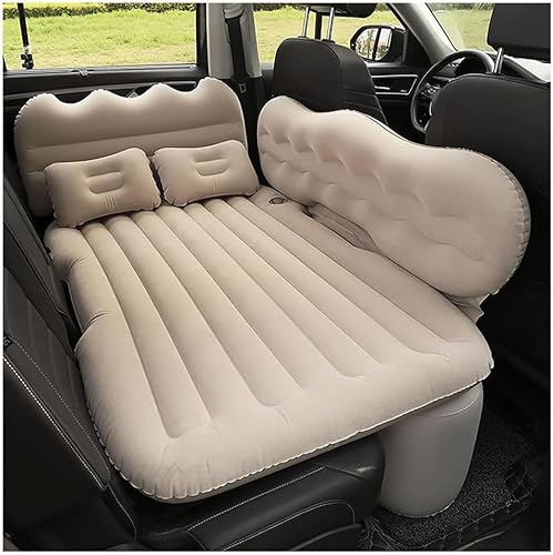 INRNT Aufblasbare Matratze für Ford Ranger 2012-2025,Auto-Rücksitz-Dickere Luftbett Auto Luftmatratze mit 2 Kissen und Lagerpier,A/Beige