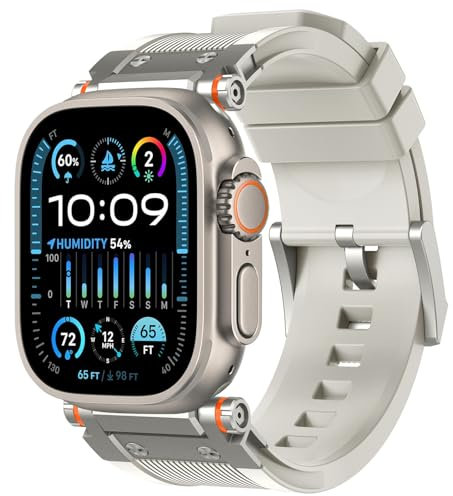 Correas Compatibles con Apple Watch Ultra 2 de 49 mm,Bandas de Silicona Adaptador de Acero Inoxidable,para Apple Watch Ultra 2/Ultra Series 9/8/7/SE 2/SE/6/5/4/3/2/1 49 mm 45mm 44mm 42mm para Hombres