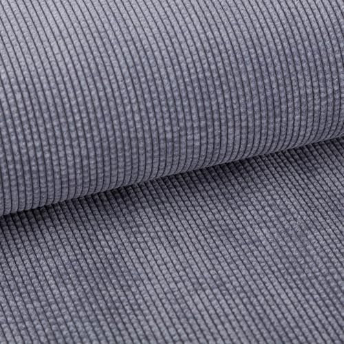 SCHÖNER LEBEN. Cord Stoff Bubble Bekleidungsstoff Dekostoff Rauchblau 1,45m