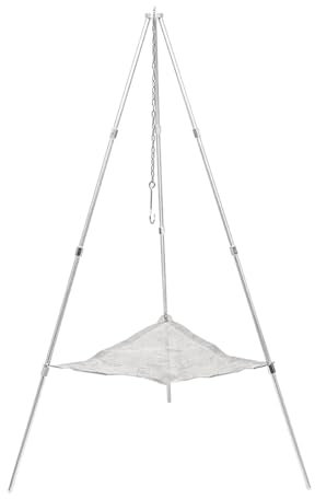 Tiardey Trépied de Cuisson pour feu de Camp en Plein air, Support de feu de Camp Pliable et Portable en Acier Inoxydable, Support de Casserole Suspendu pour la Cuisson, Le séchage des vêtements
