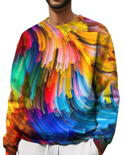 Weihnachts-Sweatshirts für Herren 2024, trendiger Pullover, Tops, Herren, Herbst, bedruckt, Rundhalsausschnitt, Kapuzenpullover, lässiges Oberteil, Weihnachtshemden für Herren, rot, 4XL