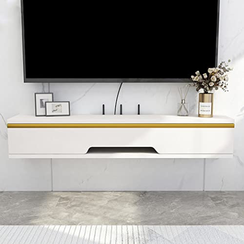 Schwebender Aufbewahrungsschrank aus Holz, Wandmontage, Aufbewahrungsschrank, Regal zum Aufhängen von TV-Komponenten, weiß, 50,8 cm
