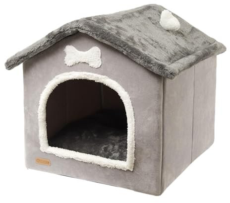 Hundehütte – Hundehütte aus Plüsch für Haustiere, warmes Hundebett | Schlafnest warm und geschlossen mit abnehmbarem Kissen, Hundehütte einfach zu montieren, Hundehütte für den Innenbereich