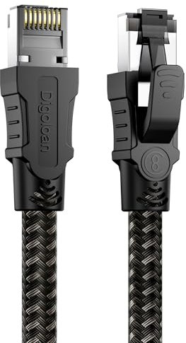 Cable Ethernet 15 metros Cat8 Cable de red, 40Gbps 2000MHz de alta Velocidad Gigabit S/FTP, Nylon Tela Cable Lan Internet,Cable RJ45 para Accesorios PS5, Router,TV, Módem, más rápido que Cat6/Cat7