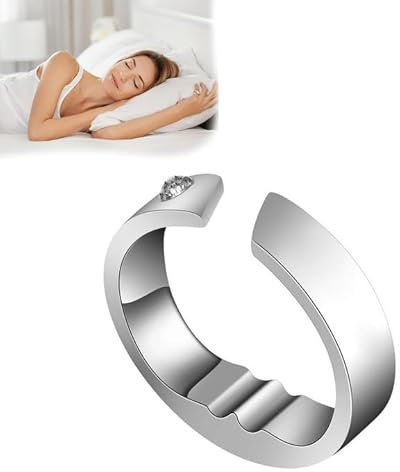 Anti Schnarch Ring,Verstellbarer Schnarchring,Unisex-Anti-Schnarch-Geräte Zur Linderung mit 3 Druckpunkten,Lösungen zur Linderung von Schlaflosigkeit und Schnarchen(Silber)