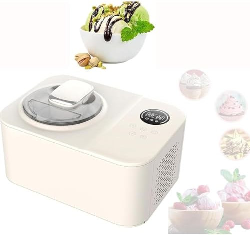 YOIUTRGDK Macchina for Gelato Soft-Serve Fatto in casa Completamente Automatica in Acciaio Inossidabile da 1,2 Litri con compressore, Display Digitale LCD e Timer
