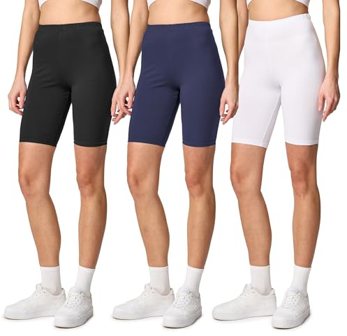 Merry Style Kurze Leggings Damen Shorts aus Baumwolle Komfortable Kurze Hose Radlerhose Ideal für den Alltag und Sportaktivitäten MS10-200 (Schwarz/Navy/Weiß, S)