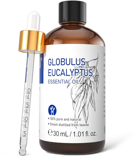 HIQILI Eukalyptusöl für Diffuser, Reinigung & Lufterfrischung | Ätherisches Öl mit Tropfer für Spray, Hautpflege, Massage, DIY und Lufterfrischung – 30 ml / 1.01 fl oz