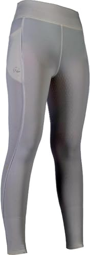 HKM Kids Alice Silicone Full seat Riding Leggings, White, 13/14 Years