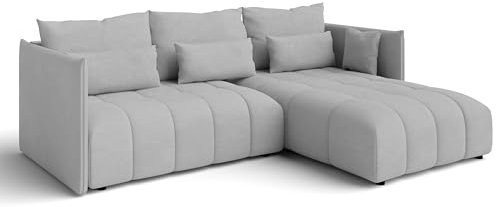 AXLIVING Hellgrau Ecksofa mit Schlaffunktion und Bettkasten Cosmova