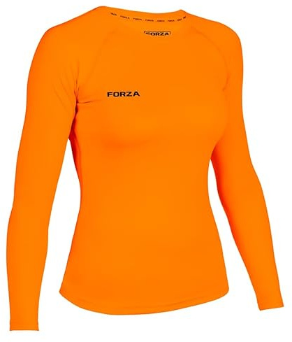 FORZA Women's Base Layer Long Sleeve Top – Quick Dry Sweat-Wicking Compression Shirt for Sports & Training – XS to XL – Multiple Colours (UK, Alpha, L, Regular, Regular, Fluro Orange)