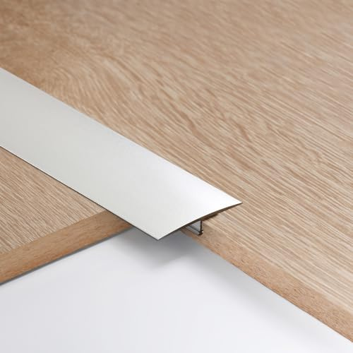 3pcs 4cm Aluminum T Molding Floor Transition Strip Metal Flat Divider Strip for Joining Floor Gaps Laminate Profile Flooring Edge Trim Cover Strips,0.9m Silver
