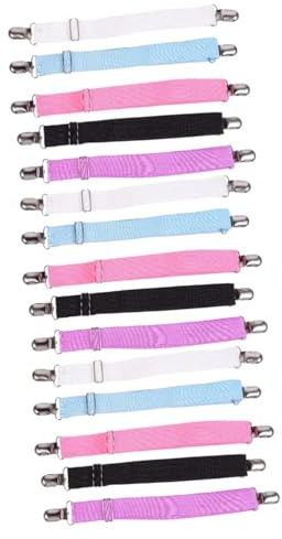 VICASKY 15 Stck. Teiliges Verstellbare Bettlaken Clips in Schwarz Weiß und Blau Elastische Betttuchspanner für Matratze Sofabezug und Bettdeckenhalter Fester Griff für Faltenfreie