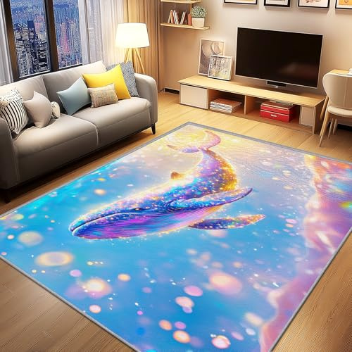 AevuCub Wal Deko, Meerestiere Teppich 240x300 Kurzflor, Großer Teppich Wohnzimmer Kinder Unterwasser, Weich rutschfest Waschbare Teppiche, Bettvorleger Schlafzimmer Kinderzimmer