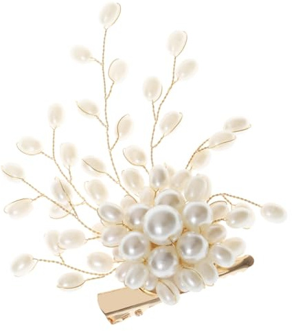 Mikikit Perlenbrosche Modischer Anstecker Elegante Goldene aus Künstlichen Perlen für Damen und Mädchen für Abschlussball und Festliche Kleidung