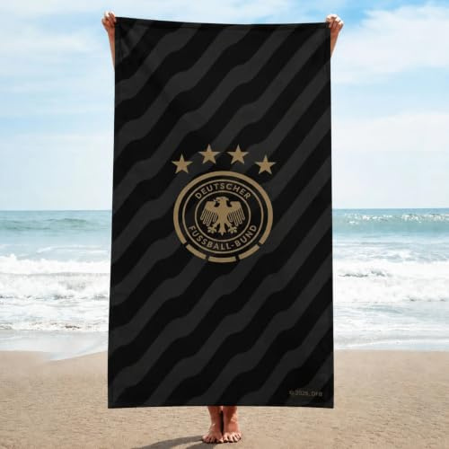 Familando DFB Strandtuch 70x140 cm – 100% Baumwolle – Fußball Handtuch der Deutschen Nationalmannschaft – dunkel-grau – Fußball Motiv – Deutscher Fussball-Bund – Öko-Tex Zertifiziert