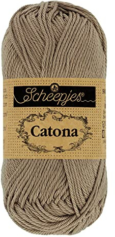 Scheepjes Catona 50g Yarn | 100% Mercerised Cotton Fingering Weight | Soft Crochet and Knitting Yarn for Amigurumi, Garments, and Crafts (254 Moon Rock)