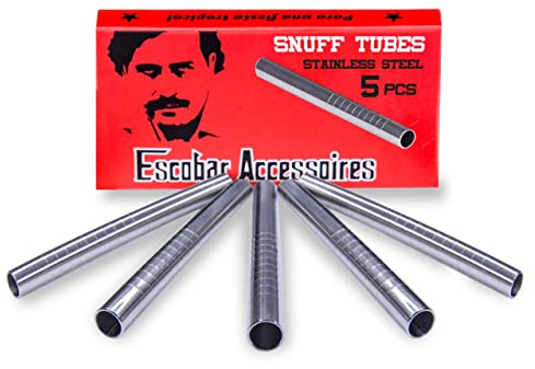 Escobar Accessoires: 5 Einheitsgröße Edelstahl Ziehröhrchen 60 mm für Schnupftabak, Wiederverwendbar
