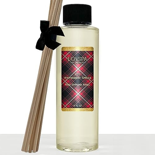 LOVSPA Duftstäbchen für Duftöle, Duftnote Winterberry Fichte, Nachfüllpack mit stäbchen, Zeder, Balsam, Beeren und Gewürzduft