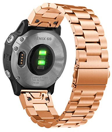 YOOSIDE Bracelet de rechange réglable en acier inoxydable pour Garmin Fenix 7S/Fenix 6S/Fenix 5S/epix Pro 42 mm, 20 mm, Quick Fit 20mm, Métal