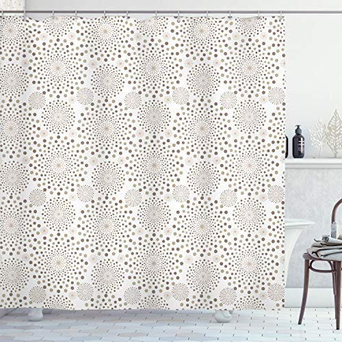 ABAKUHAUS Abstrakt Duschvorhang, Blumenschmuck Muster, Stoffliches Gewebe Badezimmerdekorationsset mit Haken, 175 x 180 cm, Tan Taupe Beige