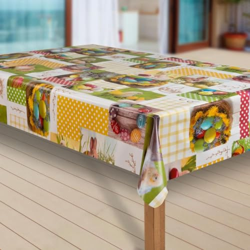 laro Wachstuch-Tischdecke Abwaschbar Wachstischdecke PVC Plastik-Tischdecken Eckig Meterware Abwischbar, Muster:Ostern Eier Bunt, Größe:90x90 cm