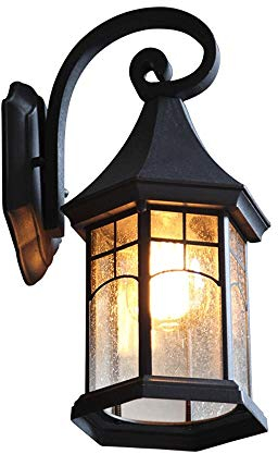 YFMYY Außenwandleuchte Vintage Attic Wandleuchten, Balkonleuchten, Nordic Personality wasserdichte LED-Außenleuchten, E27 industrielle schwarze Schmiedeeisen-Wandleuchten, [Energieklasse A ++]