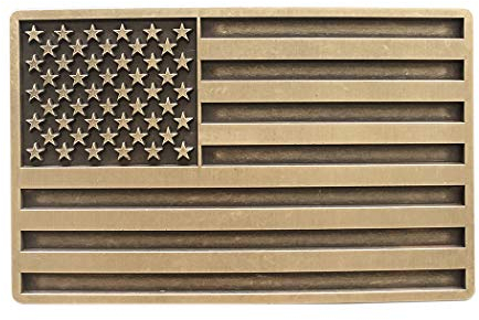 Gürtelschnalle für Herren mit USA-Flagge, Vintage-Stil, bronzefarben