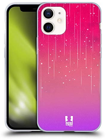 Head Case Designs Pink Lila Neon Regen Schatten Gel Handyhülle Hülle [Militärischer Schutzgrad] Kompatibel mit Apple iPhone 12 Mini
