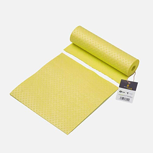 Eco Living Rollo de cocina de esponja compostable ecológica, 100% libre de plástico, hecho de recursos renovables, fabricado en Europa, adecuado para veganos. (amarillo)