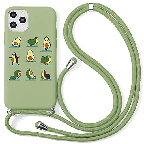 Yoedge für Samsung Galaxy A40 Handy Hülle Silikon Schutzhülle Handyhülle Necklace mit Kordel zum Umhängen Handykette Schnur Bumper Case Hülle Kompatibel mit Samsung A40 5,9 Zoll, Avocado