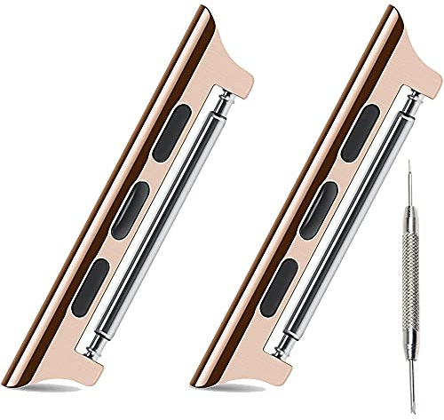 AISPORTS Kompatibel mit Apple Watch Adapter 38mm 40mm 41mm 42mm, Apple Watch Armband Verbindungslasche Edelstahl Metall Verbinder mit Federsteg für Apple Watch Series 11/10/9/8/7/6/5/4/3/2/1/SE