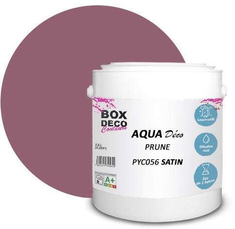 BOX DECO COULEURS Peinture murale acrylique aspect satin Aqua Déco - 2,5 L, Violet Prune