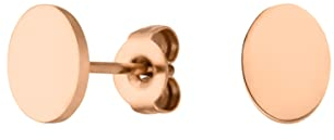 LUUK LIFESTYLE Schlichte Ohrringe aus Edelstahl, Damen Ohrstecker, Glücksbringer Geschenk für Frauen und Mädchen, filigran & wasserfest, Kreis I rund I Plättchen, roségold