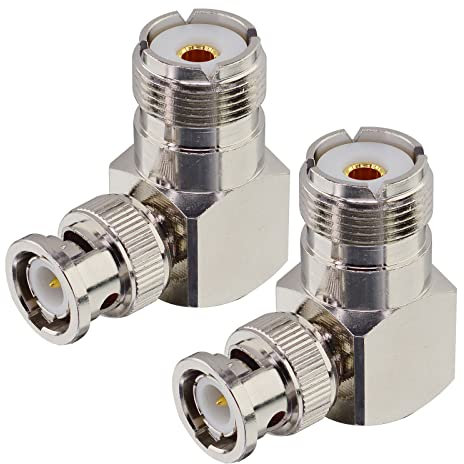 Boobrie BNC-Stecker auf UHF-Buchse 90 Grad Adapter CB Radio UHF SO239 Buchse auf BNC-Stecker rechtwinklig für SDR Radioantennenscanner Koaxialkabel (2 Stück)