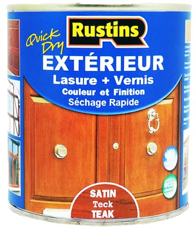 Rustins - Extérieur lasure + Vernis pour bois - séchage rapide - Teck fin Satiné - 15m²/L 500ml (ESTE500FR)