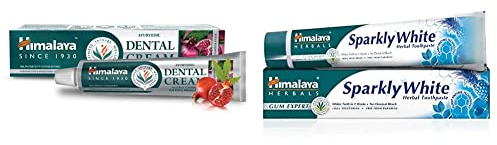 Himalaya Kräuter Vollständig Pflege Zahnpasta, 100 Gramme & Funkelndes Weiß Kaugummi-Experte Kräuter-Zahnpasta, Minze, 75 ml