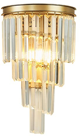 TPWEWRX K9 Kristallglas Wandleuchte Leuchten Indoor Postmodern Wandlampe Hotel Wandleuchte Metall Wandleuchte für Gang Wohnzimmer Schlafzimmer Nachttisch (Gold)