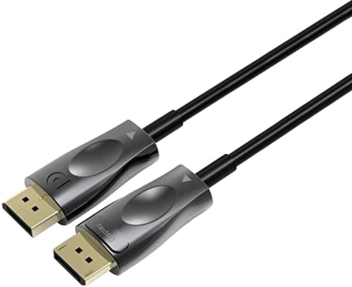 PremiumCord Câble Optique 8K DisplayPort 1.3/1.4 M/M 25 m, Mâle vers Mâle, 32,4Gbps, Vidéo 8K@60Hz, 5K@60Hz, 4K@60Hz 2160p, Connecteurs Plaqués Or, Noir